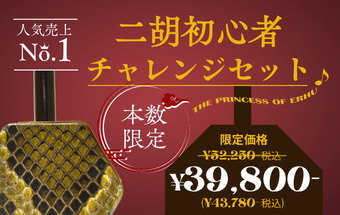 送料無料！　独学向け二胡No.1！　二胡初心者チャレンジセット 蘇州製紅木